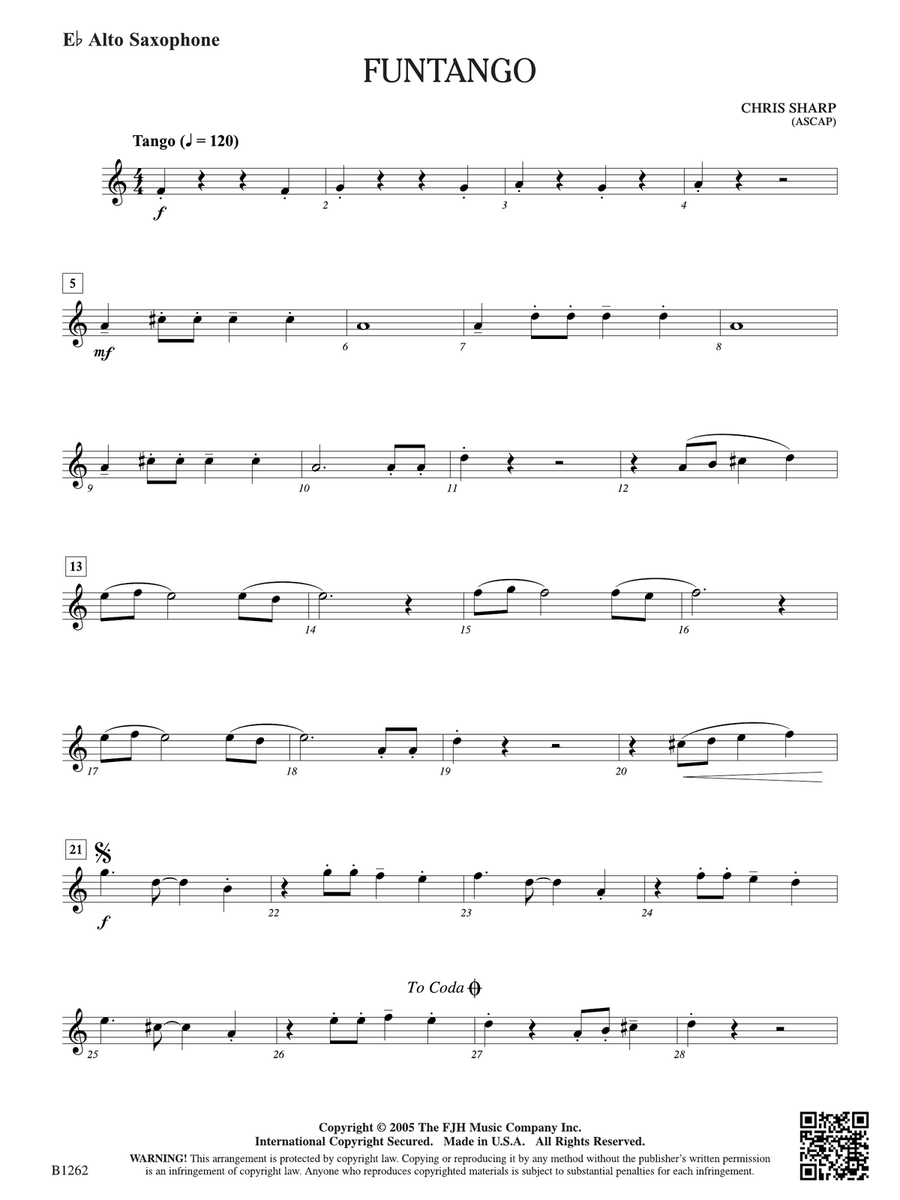 Funtango: E-flat Alto Saxophone Alto Saxophone scores gallery preview page 1