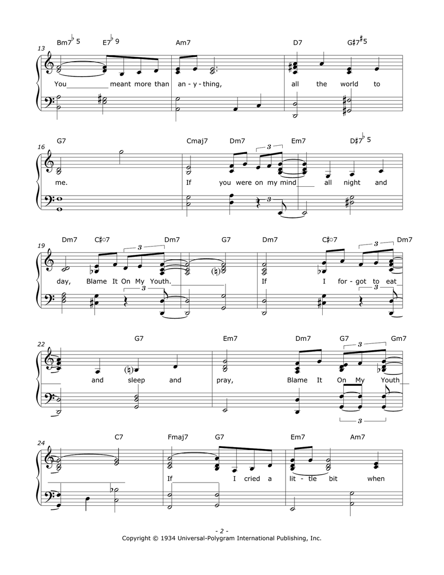 Blame It On My Youth Blame It On My Youth Piano, Vocal scores gallery preview page 2