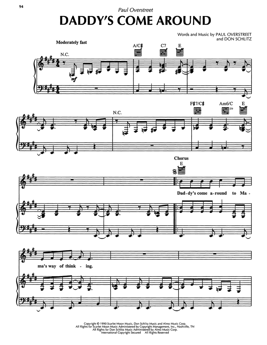 Daddy's Come Around Daddy's Come Around Piano, Vocal, Guitar scores gallery preview page 1
