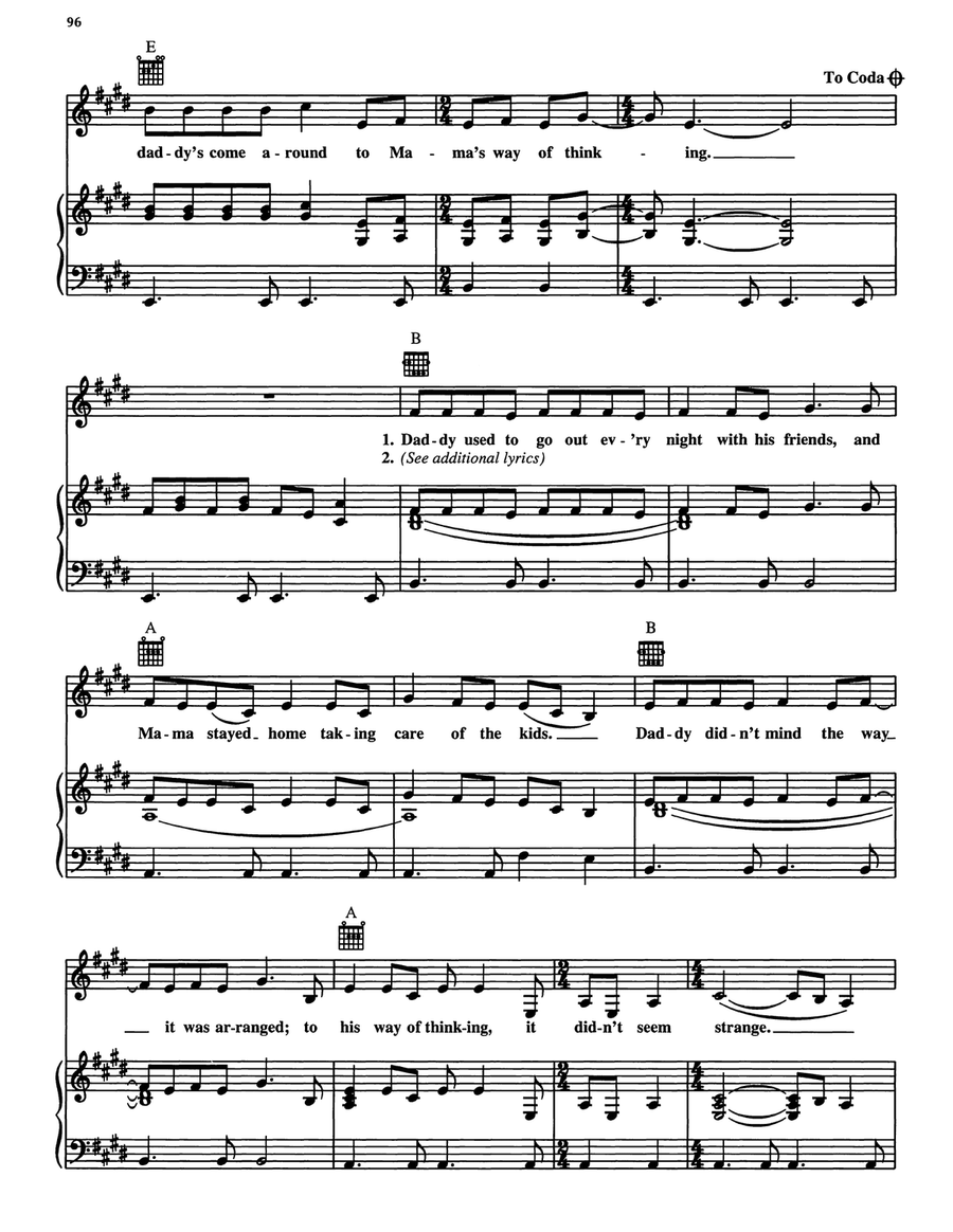 Daddy's Come Around Daddy's Come Around Piano, Vocal, Guitar scores gallery preview page 3
