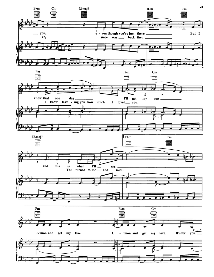 C'mon And Get My Love (feat. Cathy Dennis) Piano, Vocal, Guitar scores gallery preview page 3