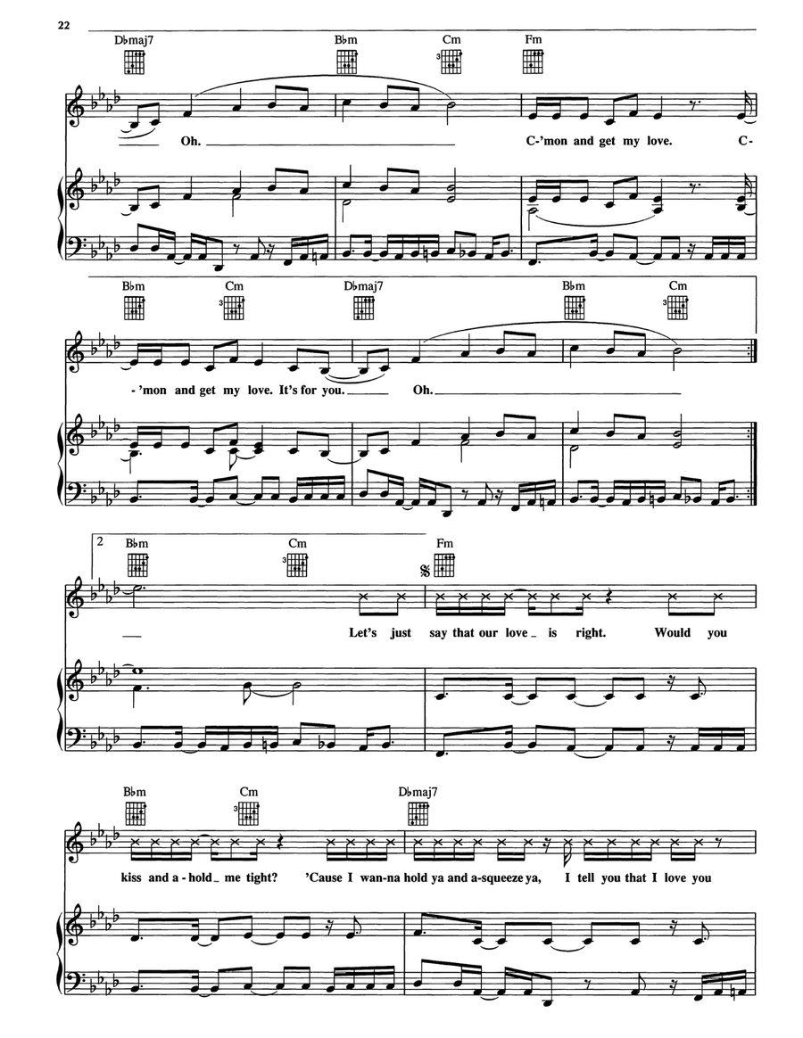 C'mon And Get My Love (feat. Cathy Dennis) Piano, Vocal, Guitar scores gallery preview page 4