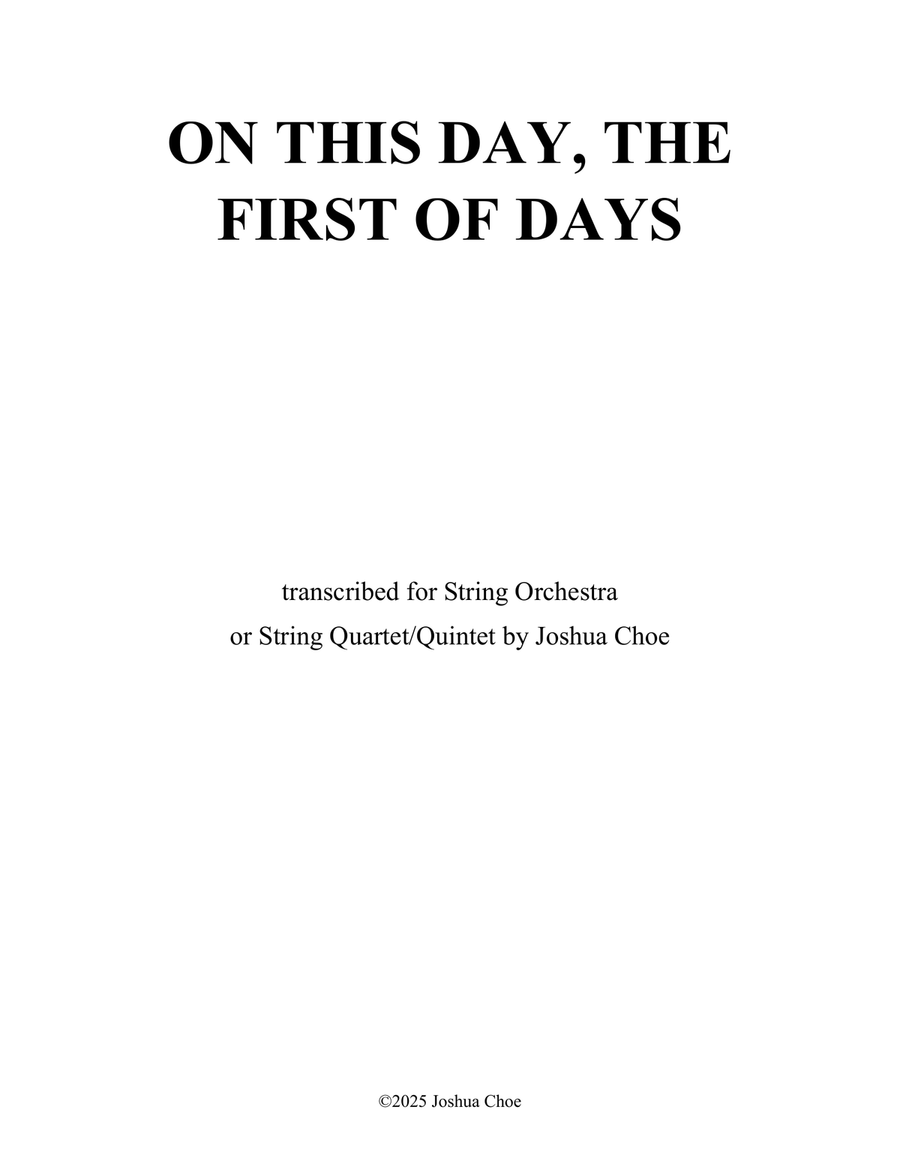 On This Day, the First of Days String Orchestra scores gallery preview page 1