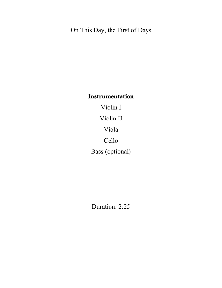 On This Day, the First of Days String Orchestra scores gallery preview page 2