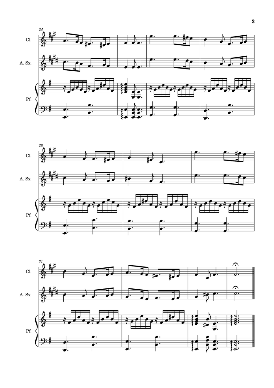 Greensleeves - Clarinet, A. Sax. and Piano. Score and Parts. Small Ensemble scores gallery preview page 3