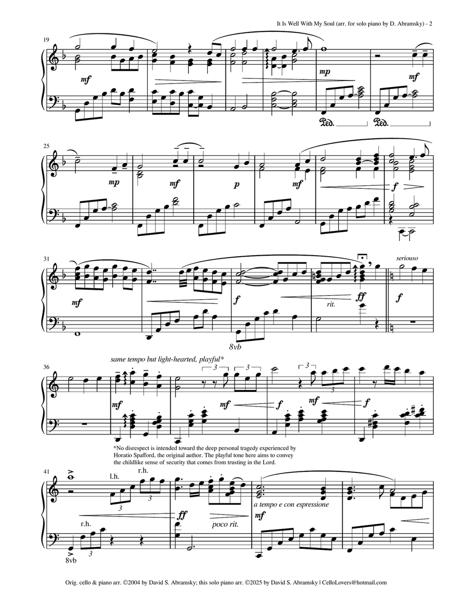 It Is Well with My Soul (arr. for solo piano) Piano Solo scores gallery preview page 2