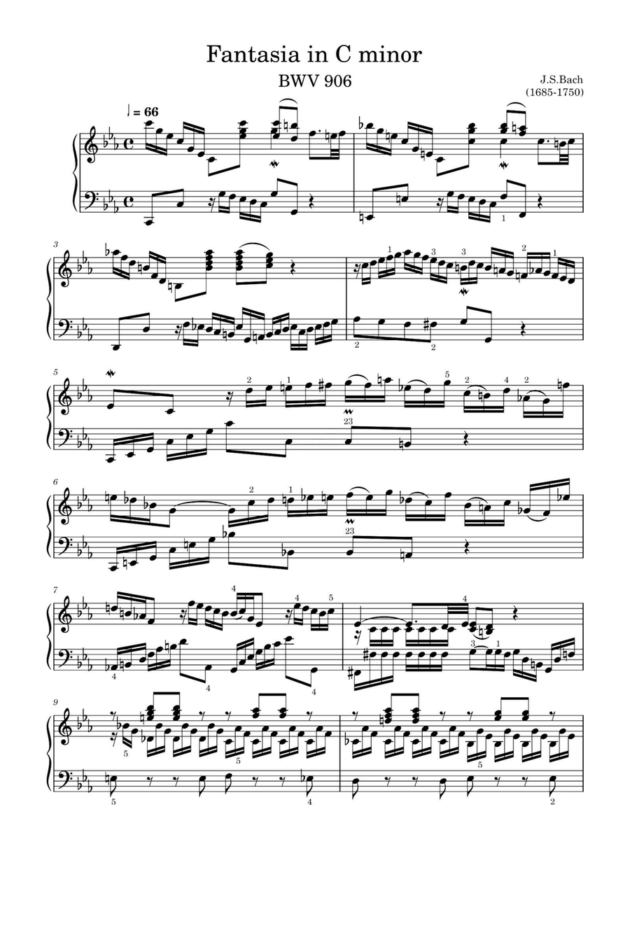 Fantasia in C minor BWV 906 - Johann Sebastian Bach Piano Solo scores gallery preview page 1