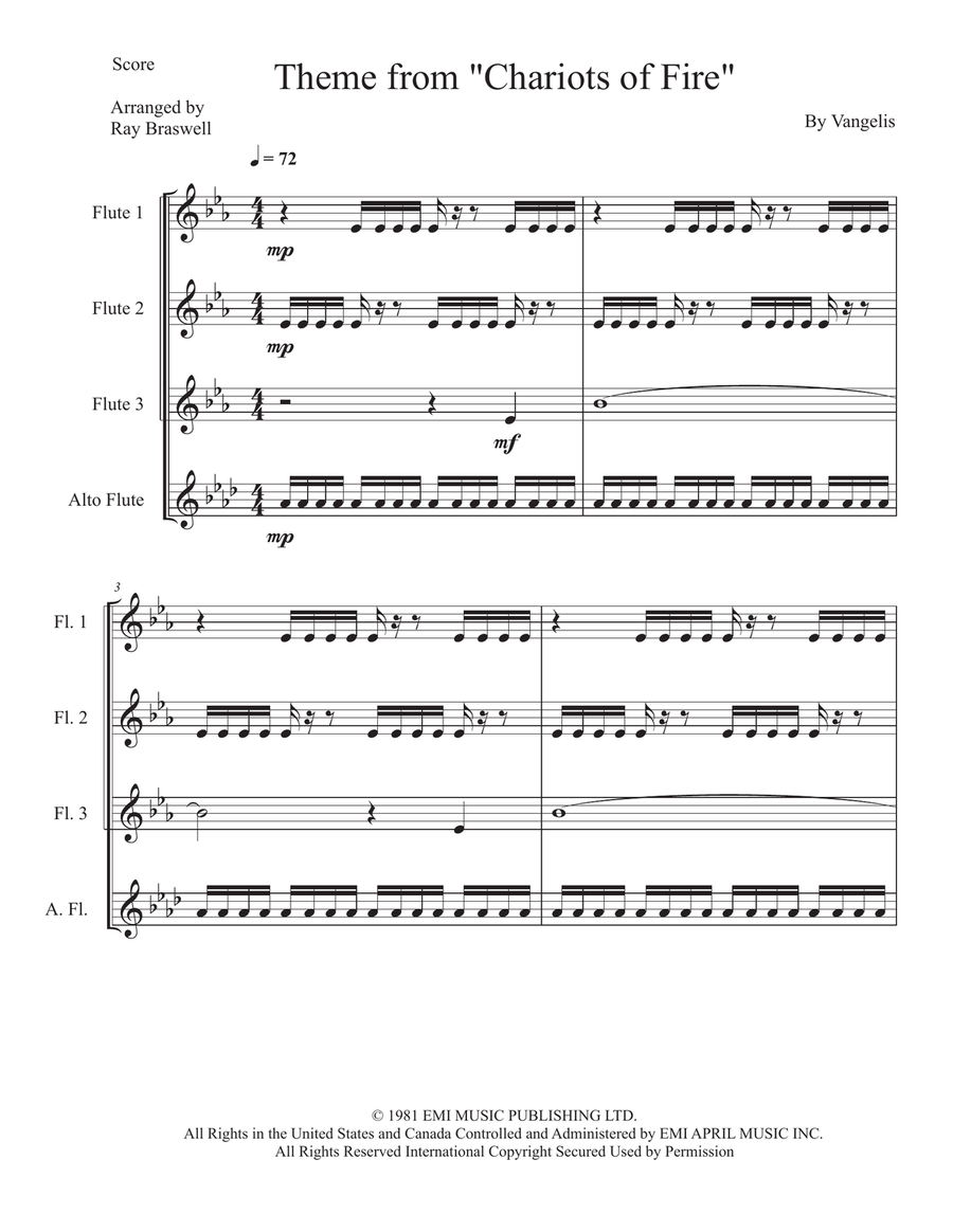 Chariots Of Fire Chariots Of Fire Woodwind Quartet scores gallery preview page 1