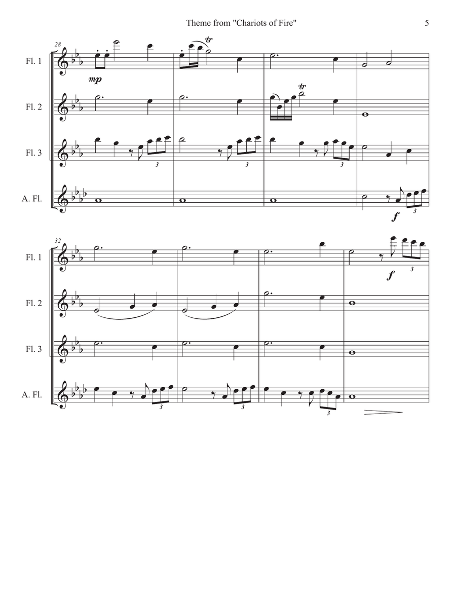 Chariots Of Fire Chariots Of Fire Woodwind Quartet scores gallery preview page 5
