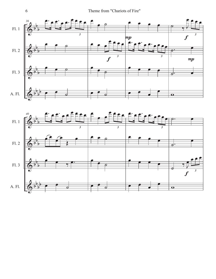 Chariots Of Fire Chariots Of Fire Woodwind Quartet scores gallery preview page 6