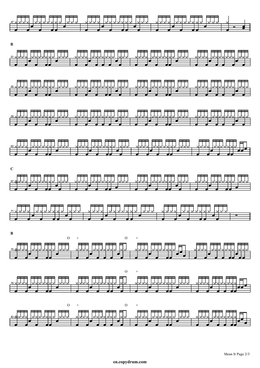 Mean It Mean It Drum Set scores gallery preview page 2