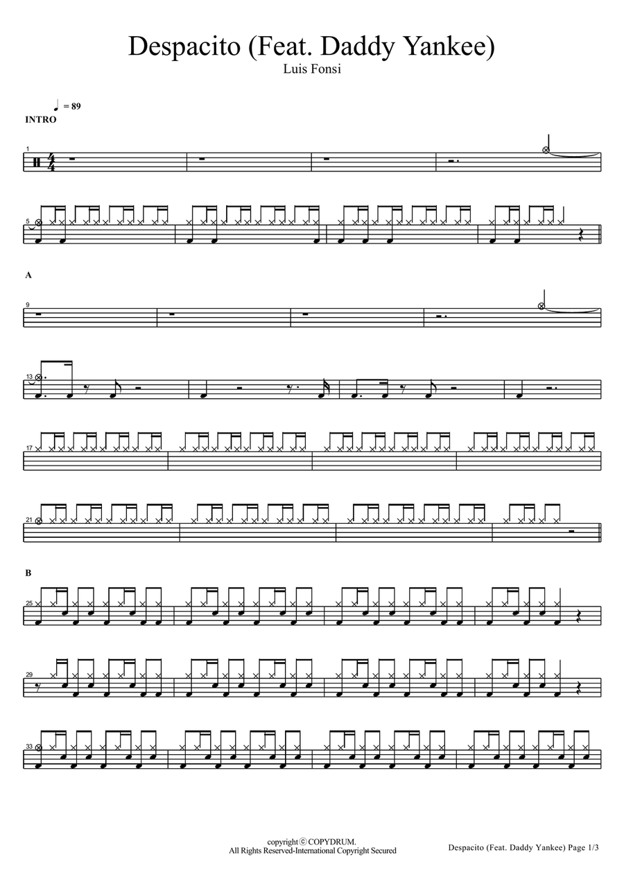 Despacito Despacito Drum Set scores gallery preview page 1