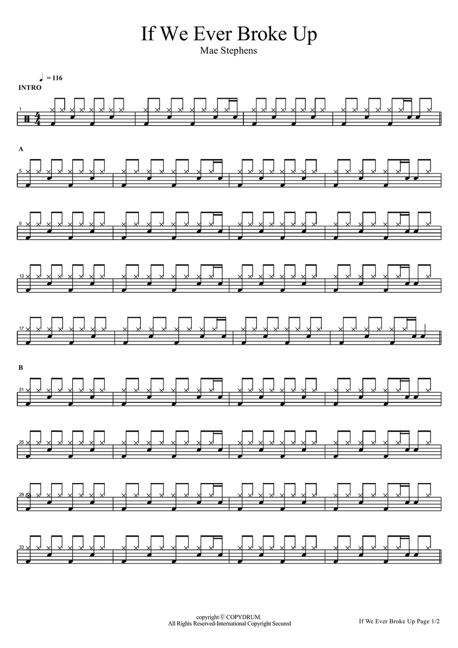 If We Ever Broke Up If We Ever Broke Up Drum Set scores gallery preview page 1