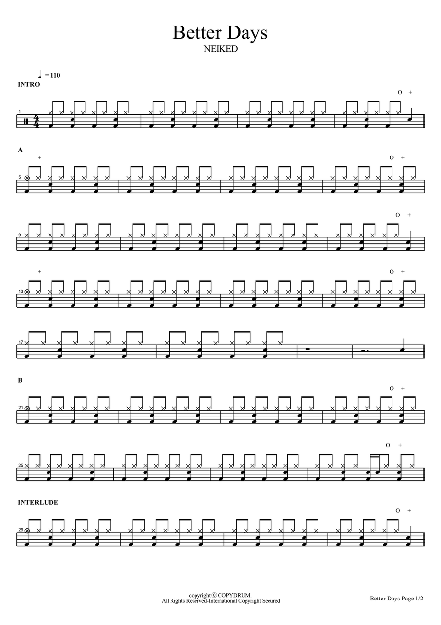 Better Days Better Days Drum Set scores gallery preview page 1
