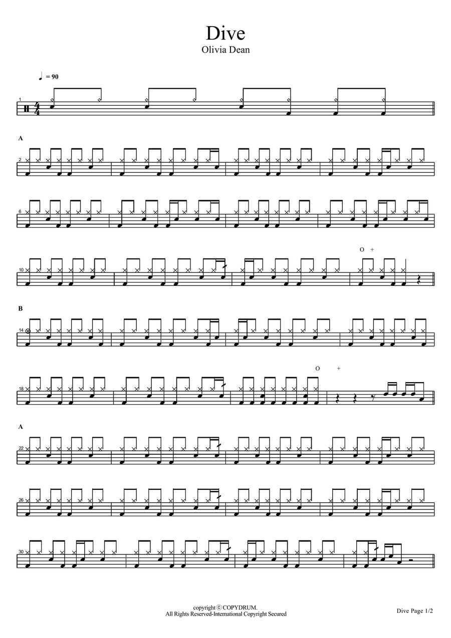 Dive Dive Drum Set scores gallery preview page 1