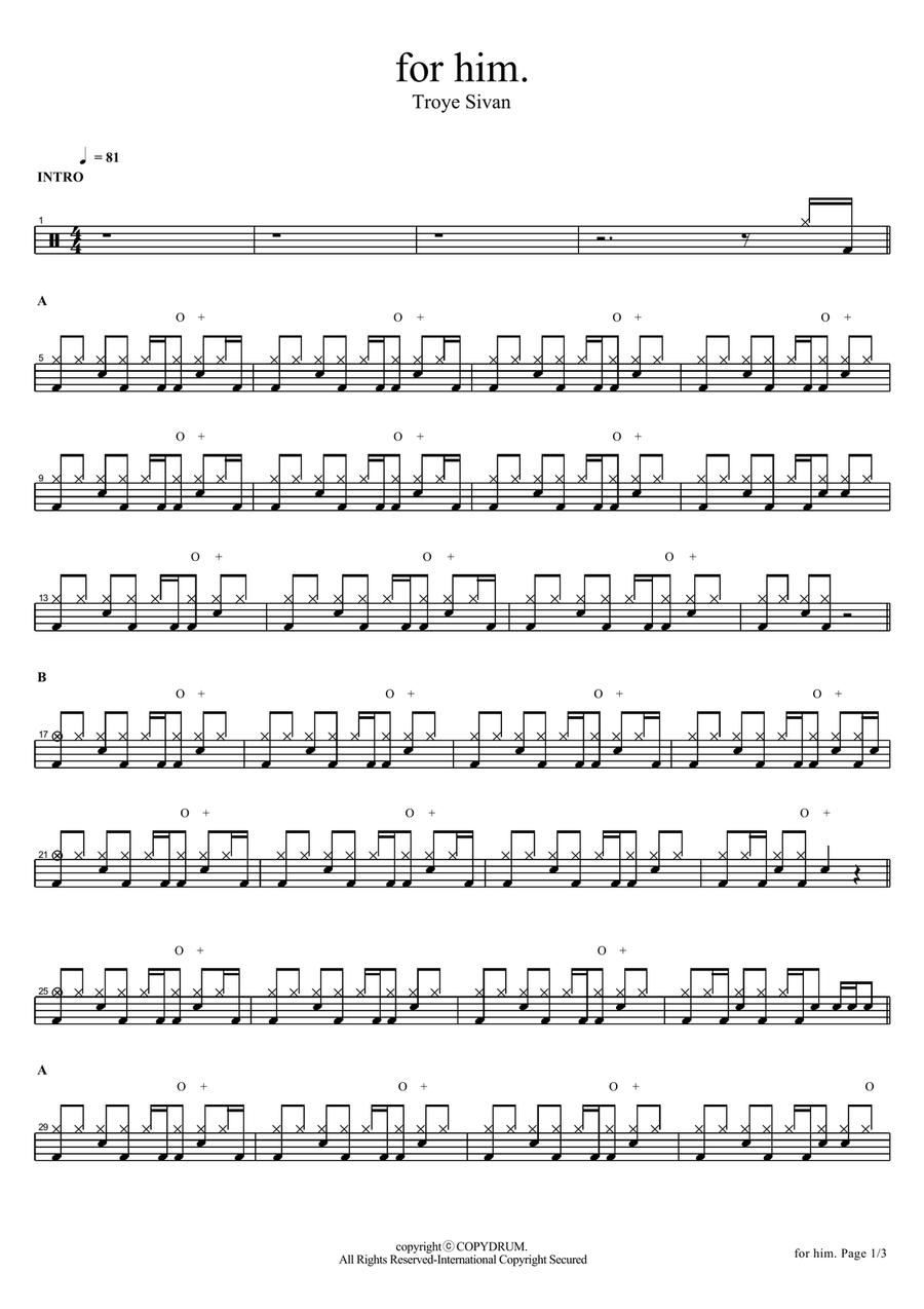 For Him For Him Drum Set scores gallery preview page 1