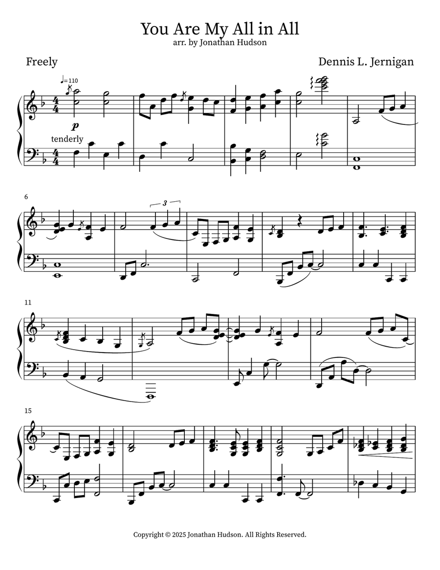 You Are My All in All You Are My All in All Piano Solo scores gallery preview page 1
