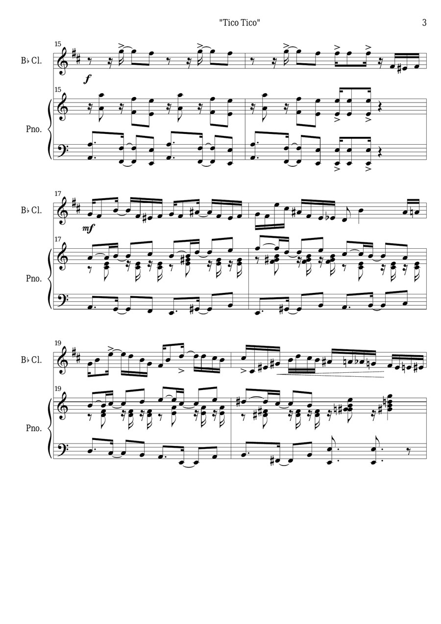 Tico Tico No Fuba (clarinet PRO+piano) B-Flat Clarinet scores gallery preview page 3