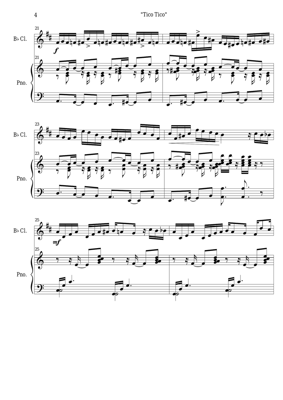 Tico Tico No Fuba (clarinet PRO+piano) B-Flat Clarinet scores gallery preview page 4