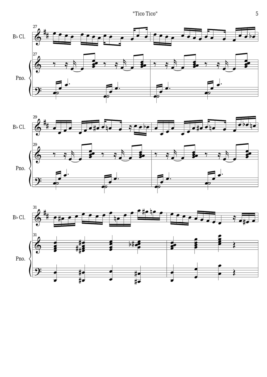 Tico Tico No Fuba (clarinet PRO+piano) B-Flat Clarinet scores gallery preview page 5