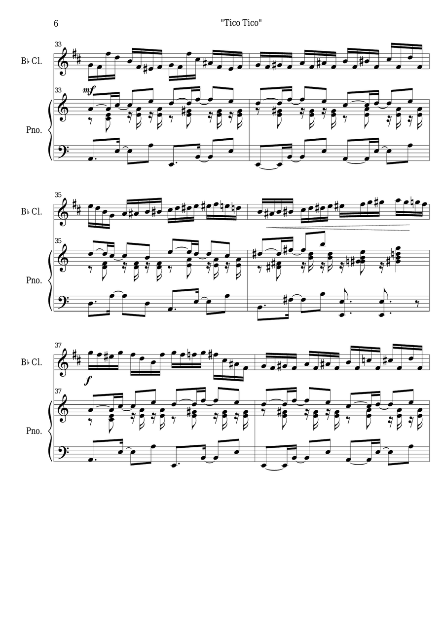 Tico Tico No Fuba (clarinet PRO+piano) B-Flat Clarinet scores gallery preview page 6