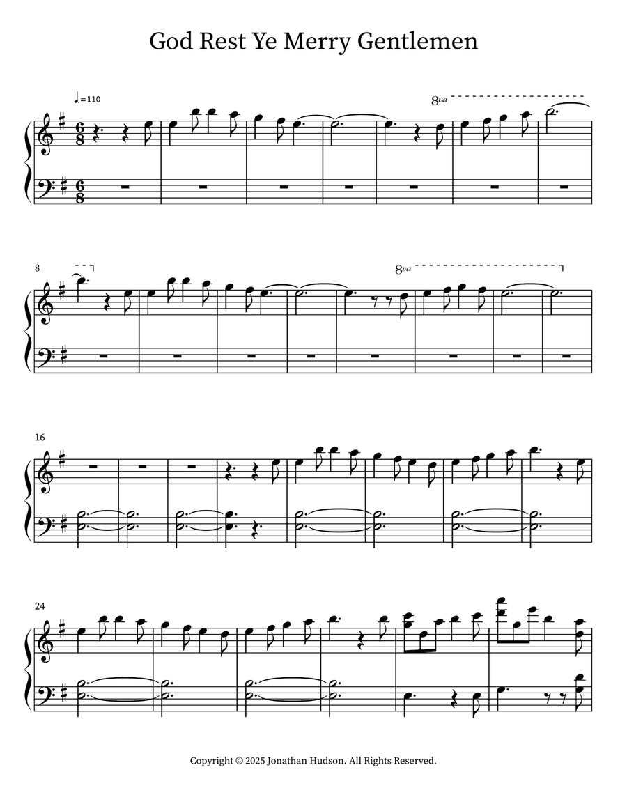 God Rest Ye Merry Gentlemen Piano Solo scores gallery preview page 1