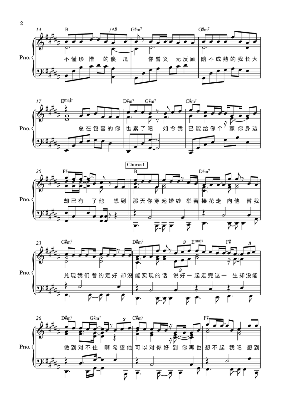 Hun Sha Hun Sha Piano Solo scores gallery preview page 2