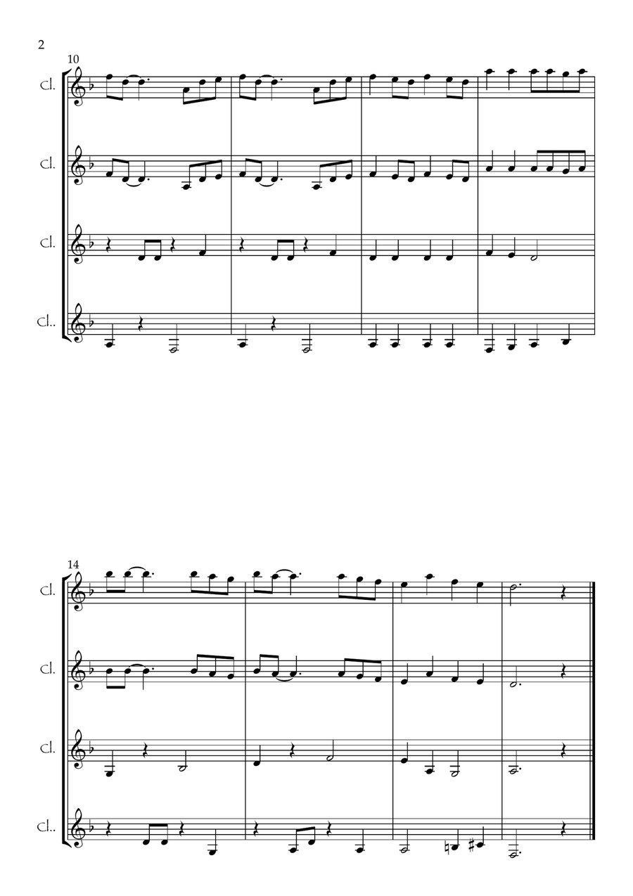Bella Ciao for 3 clarinets (easy) - with optional chalumeau solo Clarinet Trio scores gallery preview page 3
