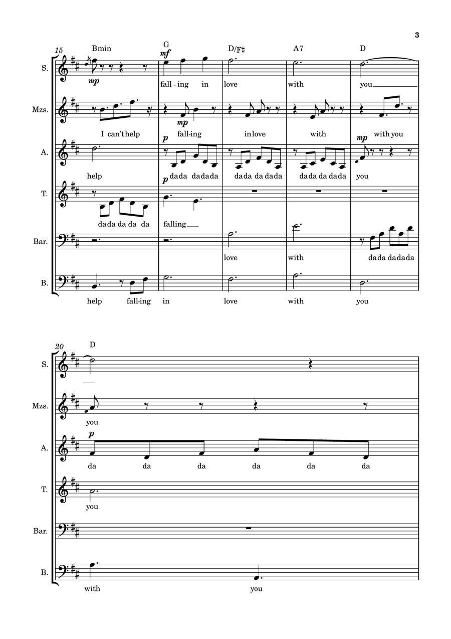 Can't Help Falling In Love 4-Part scores gallery preview page 3
