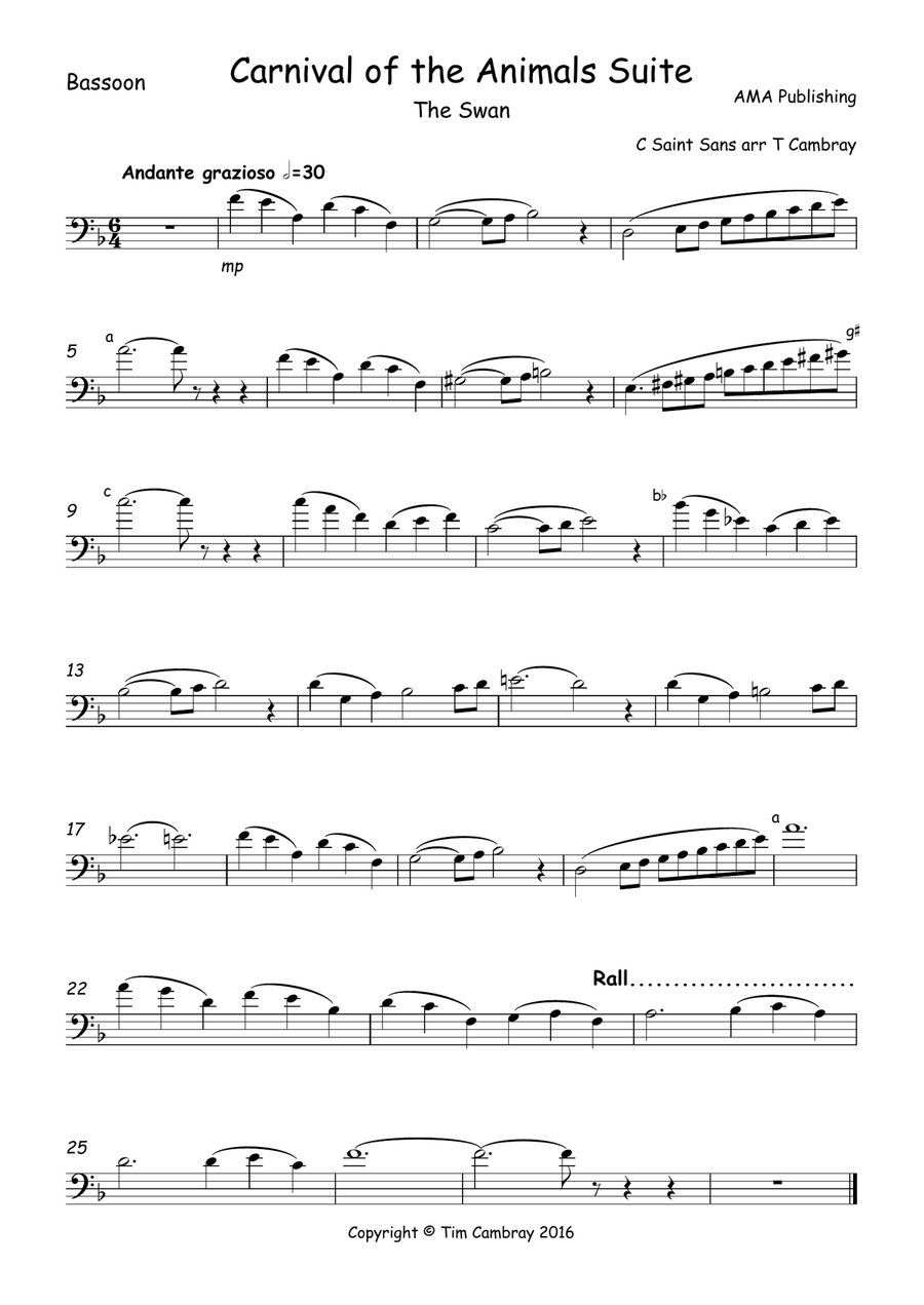 The Swan (from Carnival of the Animals) Woodwind Quintet scores gallery preview page 3