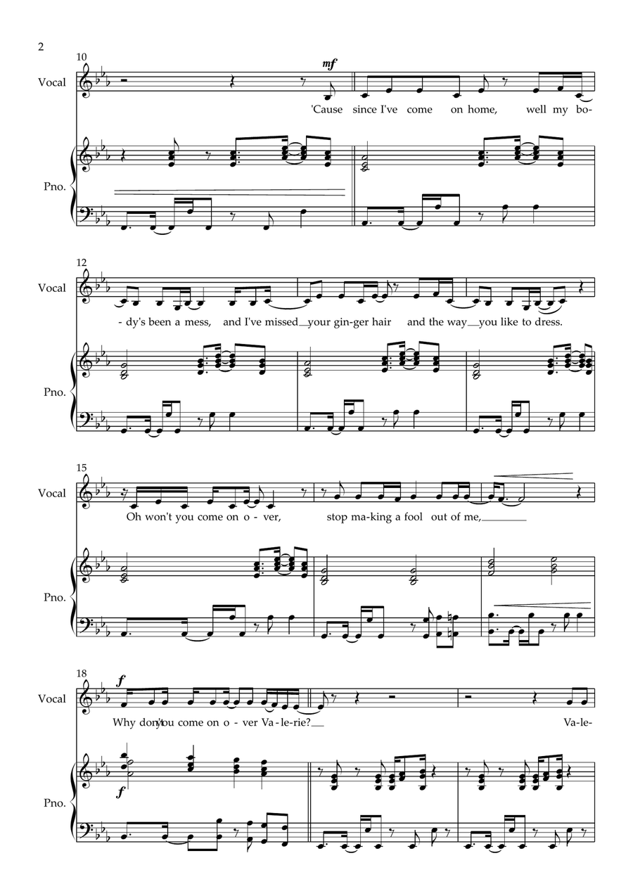 Valerie Valerie Piano, Vocal scores gallery preview page 2