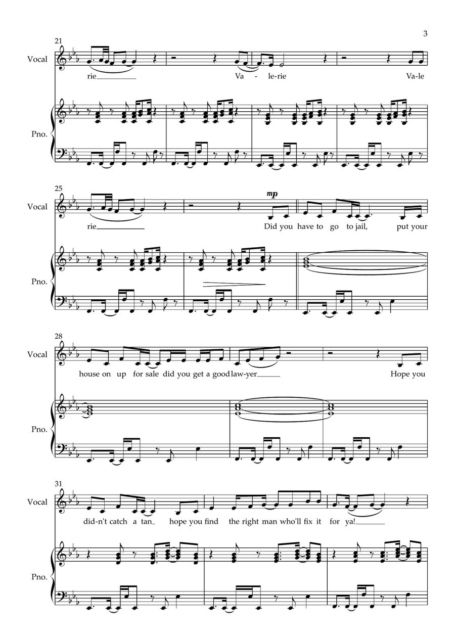 Valerie Valerie Piano, Vocal scores gallery preview page 3