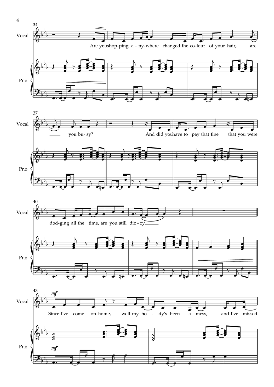 Valerie Valerie Piano, Vocal scores gallery preview page 4