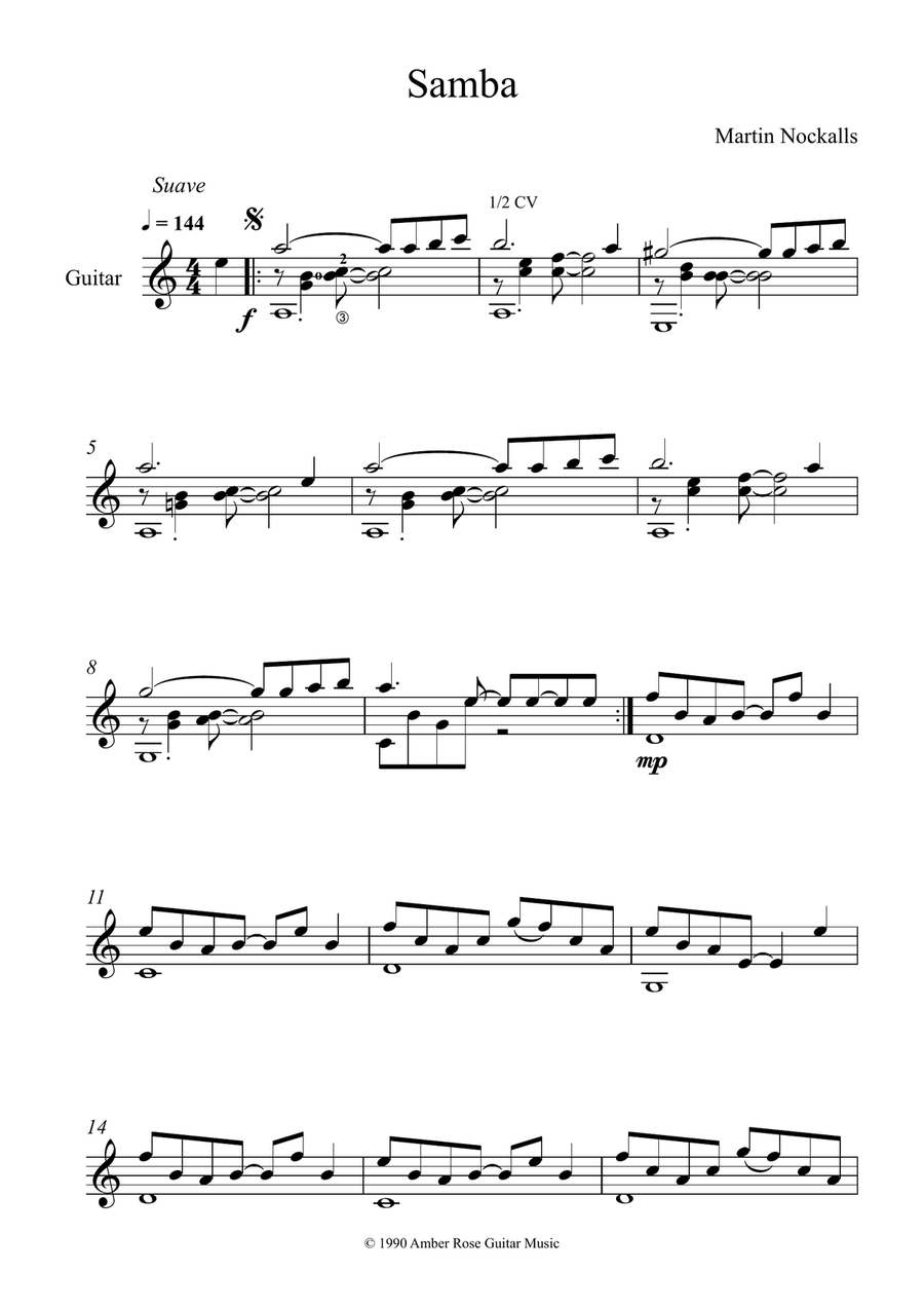 Samba Samba Classical Guitar scores gallery preview page 1