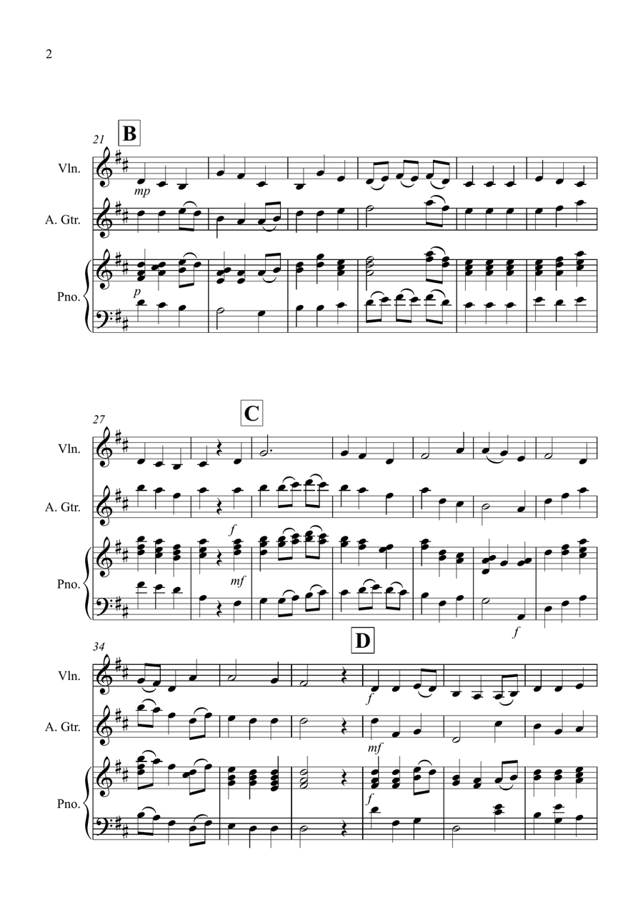 Be Thou My Vision for Violin and Guitar Duet String Duet scores gallery preview page 2