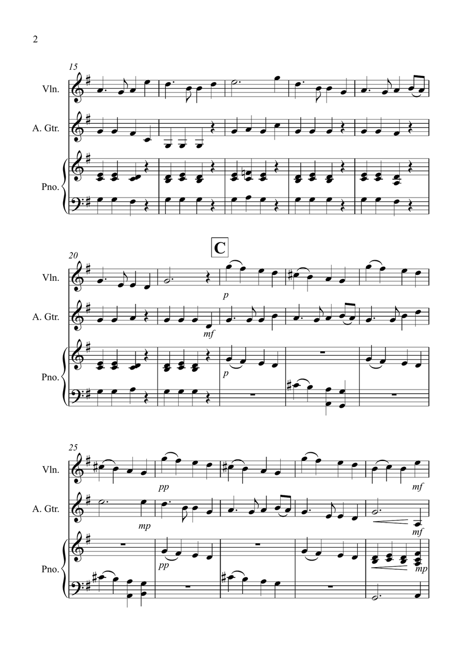 Auld Lang Syne for Violin and Guitar Duet String Duet scores gallery preview page 2