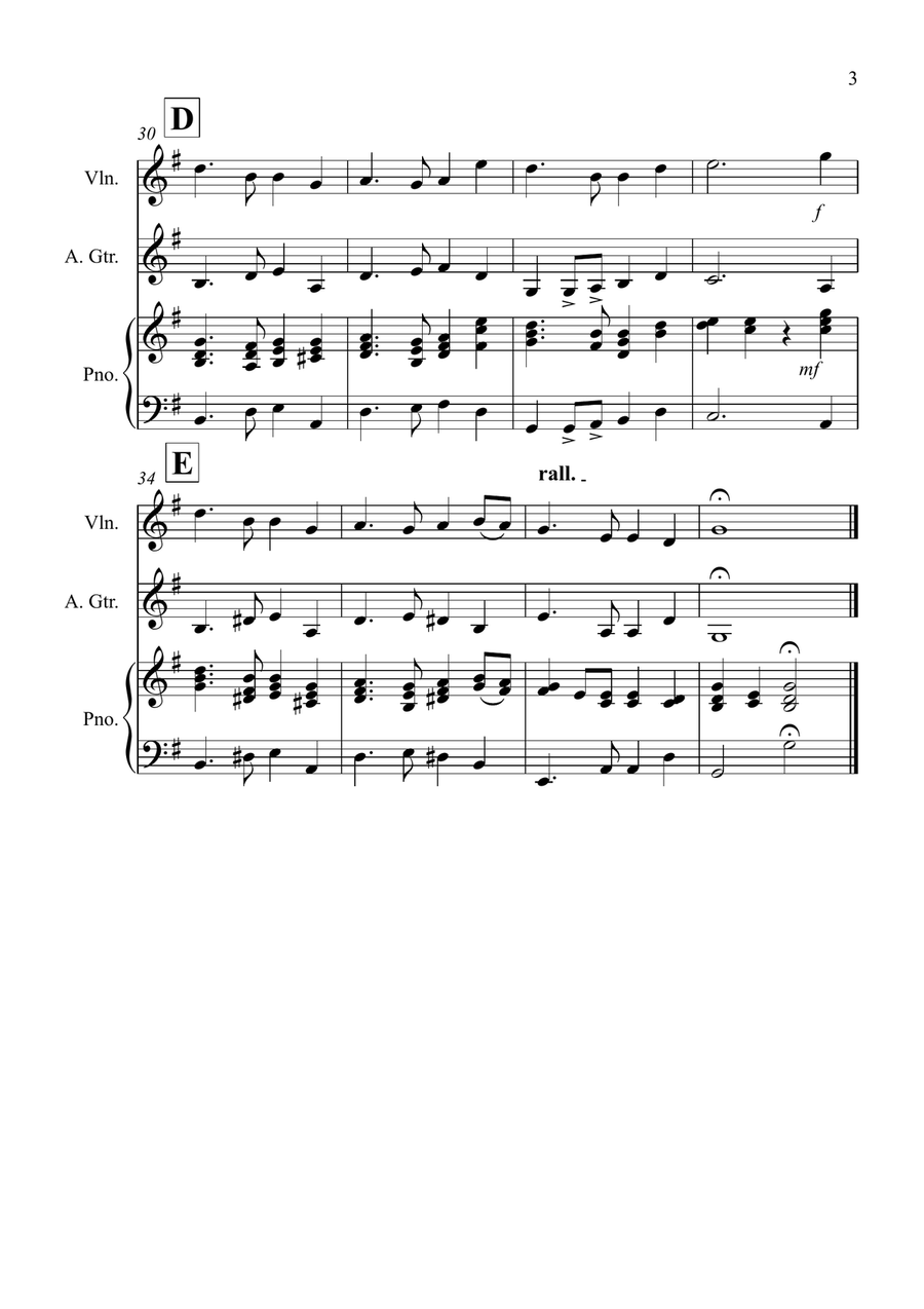 Auld Lang Syne for Violin and Guitar Duet String Duet scores gallery preview page 3