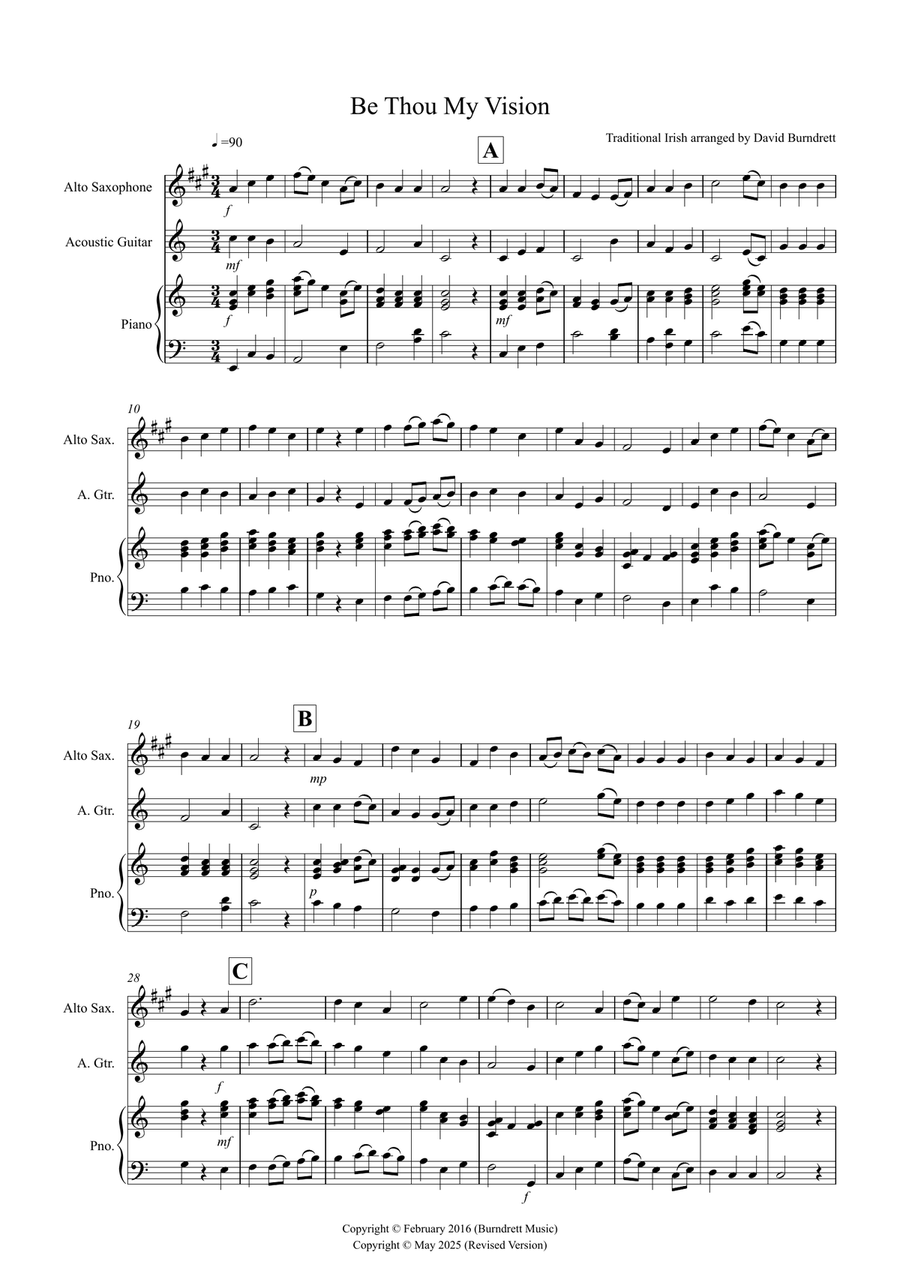Be Thou My Vision for Alto Saxophone and Guitar Duet Alto Saxophone scores gallery preview page 1