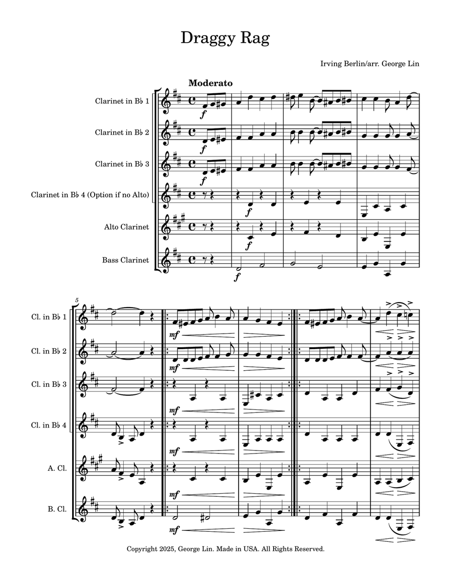 Draggy Rag Clarinet Quintet scores gallery preview page 1
