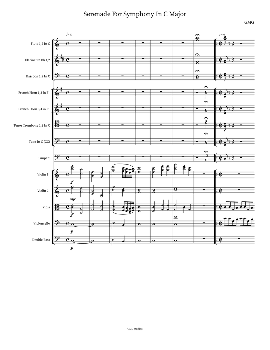 Serenade For Symphony In C Major Small Ensemble scores gallery preview page 1