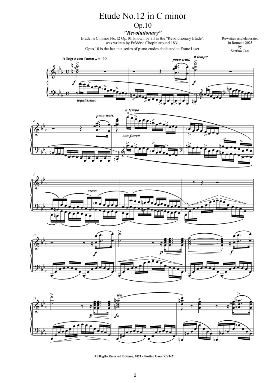 Chopin - Etude No.12 in C minor Op.10 -Revolutionary- for Piano Piano Method scores gallery preview page 2