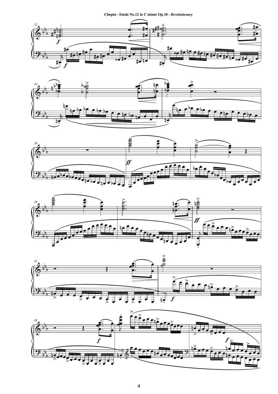 Chopin - Etude No.12 in C minor Op.10 -Revolutionary- for Piano Piano Method scores gallery preview page 4