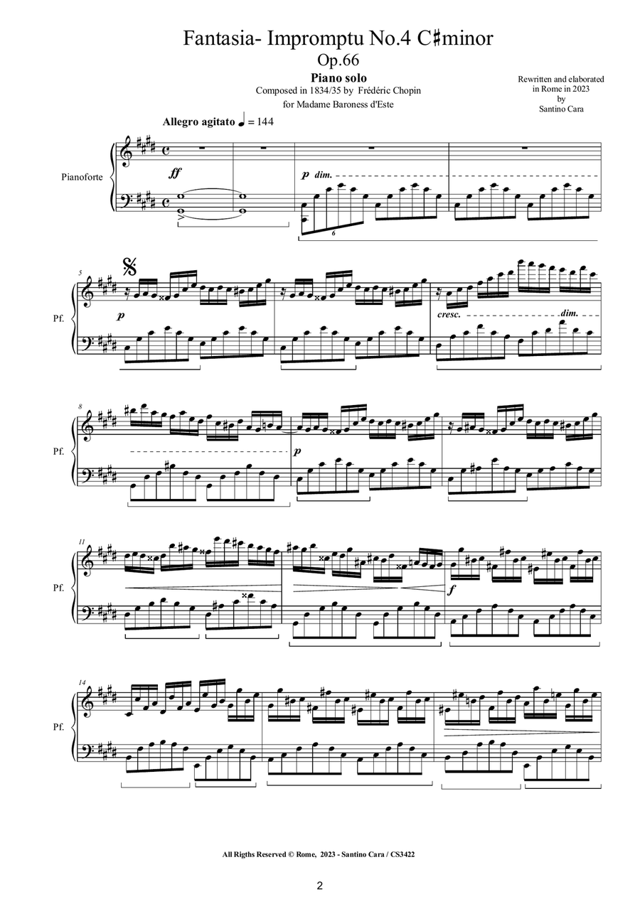 Chopin - Fantasia-Impromptu No.4 in C sharp minor Op.66 for Piano Piano Solo scores gallery preview page 2