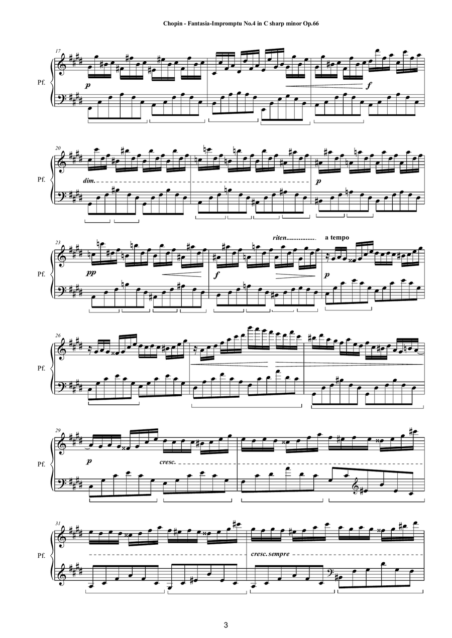 Chopin - Fantasia-Impromptu No.4 in C sharp minor Op.66 for Piano Piano Solo scores gallery preview page 3