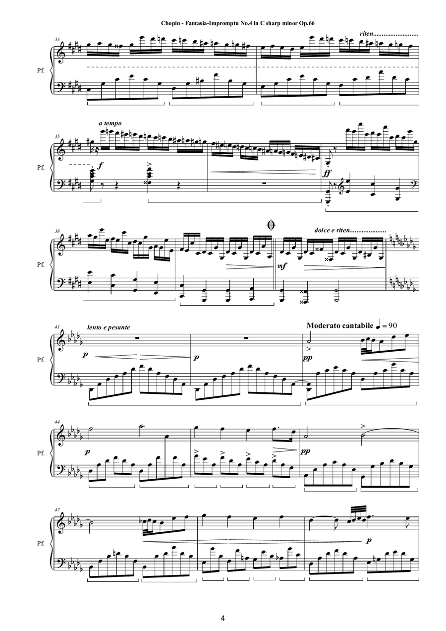 Chopin - Fantasia-Impromptu No.4 in C sharp minor Op.66 for Piano Piano Solo scores gallery preview page 4