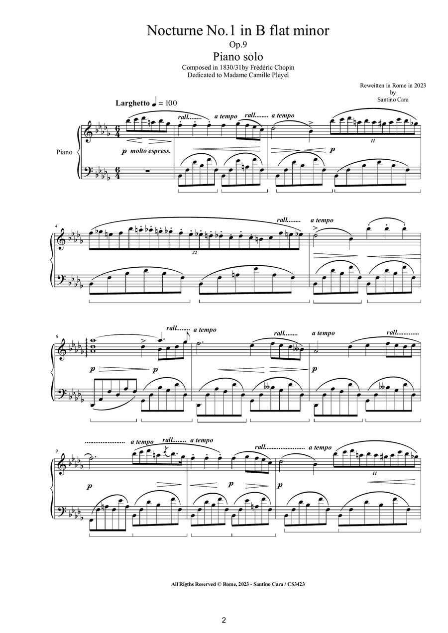 Chopin - Nocturne No.1 in B flat minor Op.9 for Piano Piano Solo scores gallery preview page 2