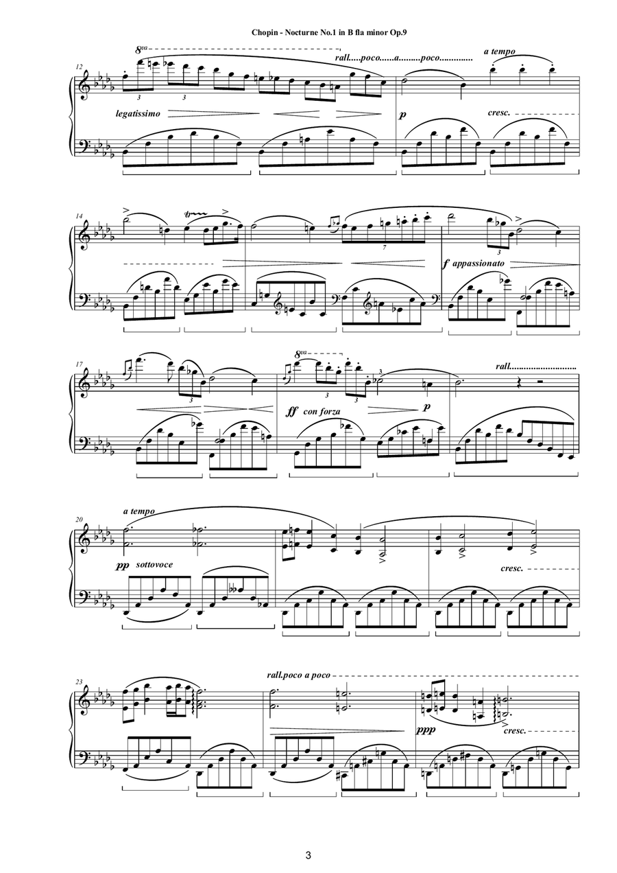 Chopin - Nocturne No.1 in B flat minor Op.9 for Piano Piano Solo scores gallery preview page 3