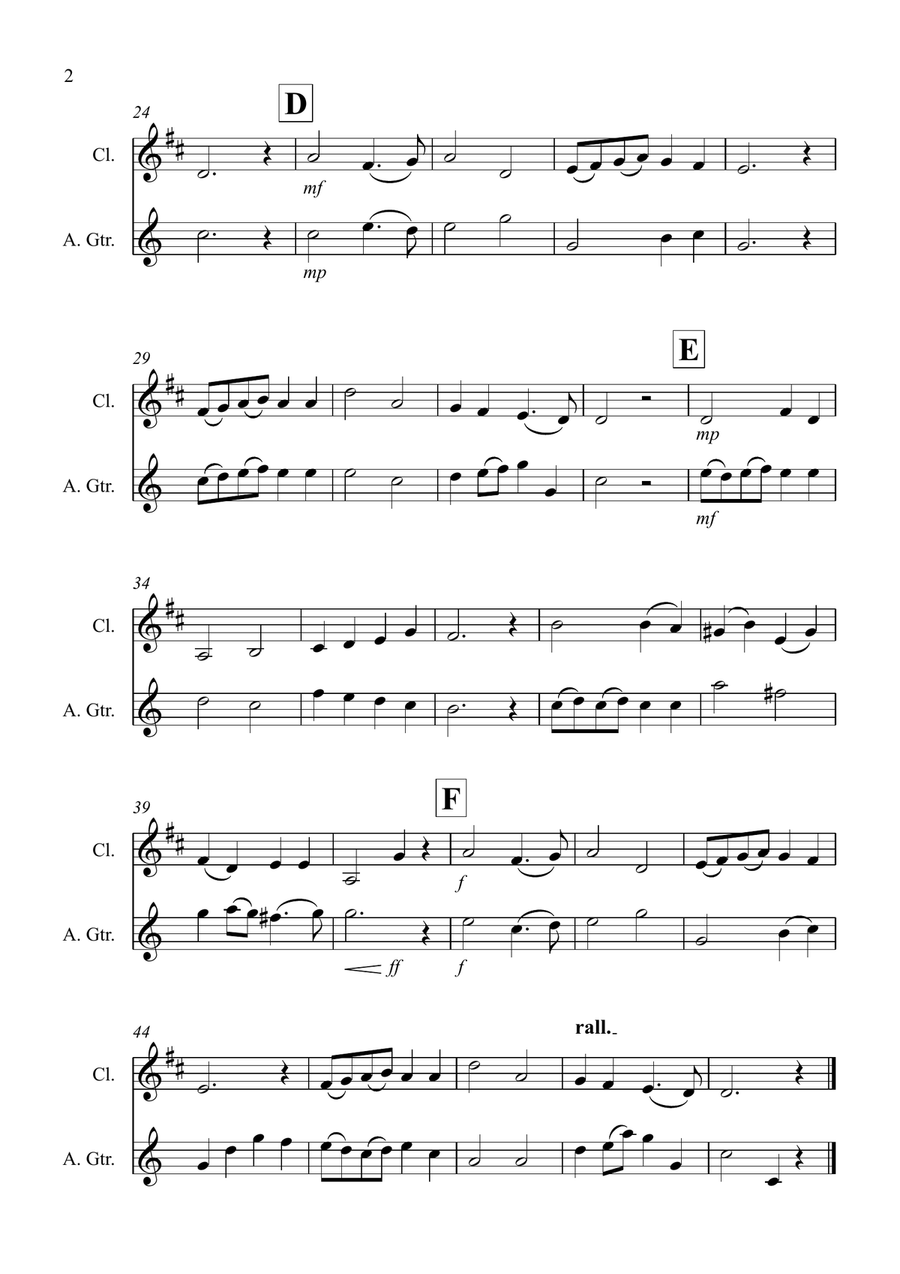Thine Be The Glory for Clarinet and Guitar Duet B-Flat Clarinet scores gallery preview page 2