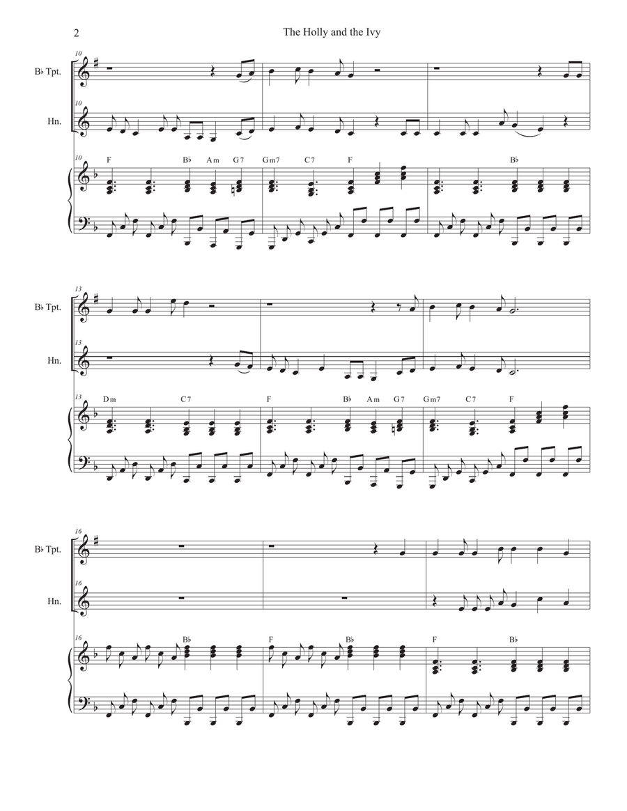 The Holly and the Ivy (Huapango Style) (Duet for Bb-Trumpet and French Horn) Brass Duet scores gallery preview page 2