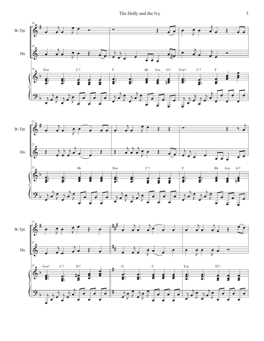 The Holly and the Ivy (Huapango Style) (Duet for Bb-Trumpet and French Horn) Brass Duet scores gallery preview page 3